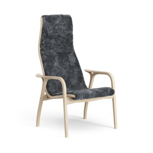 Sillón Alto Lacado Lamino de Suecia en Haya/carbón/piel de Oveja