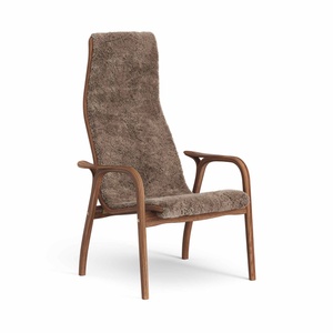 Sillón Lamino Sueco Alto Lacado Nuez/Sahara/Piel de Oveja