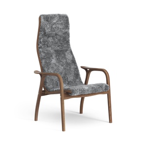 Sillón Alto Laminado Sueco Lamino en Nuez/gris Escandinavo/piel de Oveja