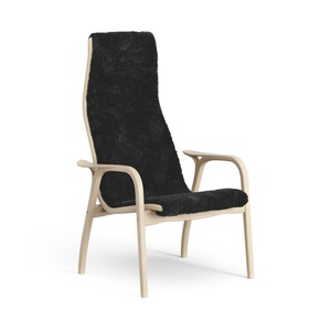 Sillón Alto Sueco Lamino de Haya Lacada/ Negro/piel de Oveja