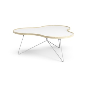 Mesa de Centro Swedese Flower 114x107 Blanco/Haya/ Cromo
