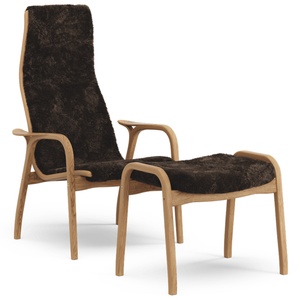 Sillón Lamino Sueco con Reposapiés Alto en Roble Aceitado/espresso/piel de Oveja