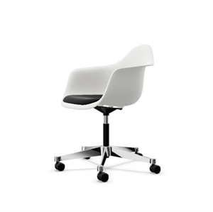 Silla de Oficina Vitra Eames Plastic PACC con Asiento Acolchado y Giratoria Negro/ Blanco