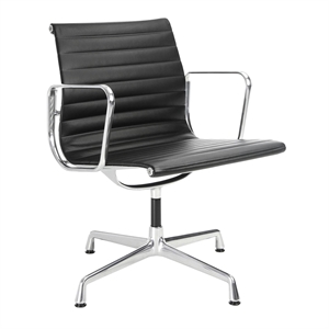 Silla de Oficina Vitra Aluminio EA 108 con Asiento Giratorio , Negro y Cromo