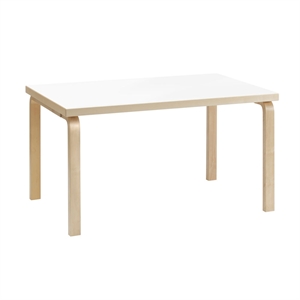 Mesa de Comedor artek 82B de 85x135 Cm, Laminada en Abedul Blanco.