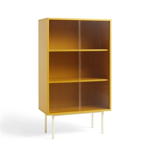 HAY Color Cabinet Gabinete con Puertas de Vidrio Alto Amarillo