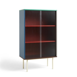 HAY Color Cabinet Gabinete con Puertas de Vidrio Alto Multicolor