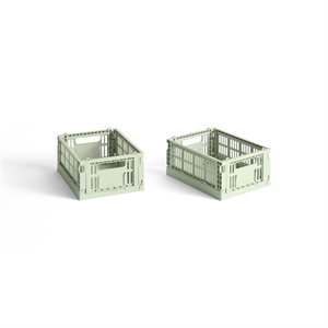 Caja de Almacenamiento HAY Colour Crate Mini Set de 2 Menta