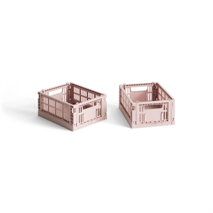 Caja de Almacenamiento HAY Colour Crate Mini Set de 2 Rubor