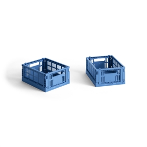 Caja de Almacenamiento HAY Colour Crate Mini Set de 2 Azul Eléctrico