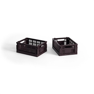 Caja de Almacenamiento HAY Colour Crate Mini Set de 2 Burdeos