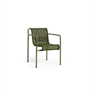 Silla de Comedor HAY Palissade de Cuerda con Reposabrazos, Color Oliva