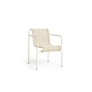 Silla de Comedor HAY Palissade de Cuerda con Reposabrazos en Crema y Blanco
