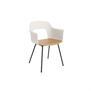 Silla de Comedor HAY Layout 212 con Reposabrazos, Blanco Crema , Negro y Roble