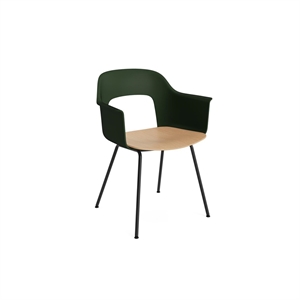 Silla de Comedor HAY Layout 212 con Reposabrazos, Color Verde Botella, Negro y Roble