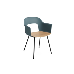Silla de Comedor HAY Layout 212 con Reposabrazos en Color Océano, Negro y Roble