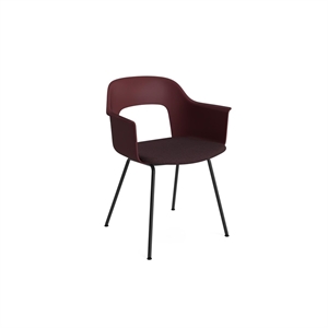 Silla de comedor HAY Layout 213 con reposabrazos, color burdeos/ Negro/grano negro