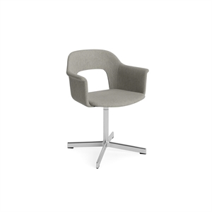 Silla de Comedor HAY Layout 234 con Reposabrazos y Asiento Giratorio, Color Gris Claro/ Aluminio
