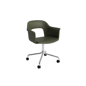 Silla de Comedor HAY Layout 264 con Reposabrazos y Asiento Giratorio, Color Verde Alcaparras y Aluminio