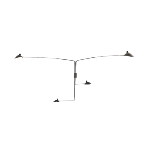 Lámpara de pared Serge Mouille de 4 brazos rectos giratorios , Negro