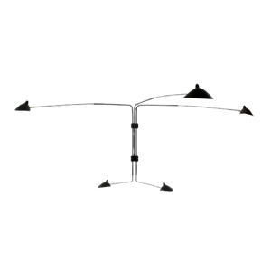Lámpara de Pared Serge Mouille de 5 Brazos Rectos Giratorios , Negro