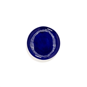 Plato Serax Feast L Blanco/ Rayas Azul Oscuro