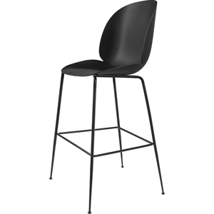 GUBI Taburete de Bar Beetle H75 Base Cónica Mate Negro/ Negro