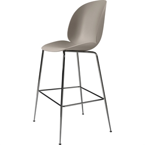 GUBI Taburete de Bar Beetle H75 Base Cónica Cromo Negro/ Nuevo Beige