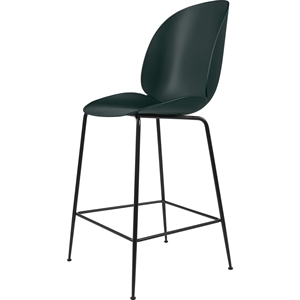 GUBI Taburete de Bar Beetle H65 Base Cónica Mate Negro/ Verde Oscuro