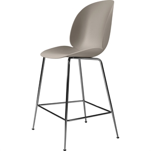 GUBI Taburete de Bar Beetle H65 Base Cónica Cromo Negro/ Nuevo Beige