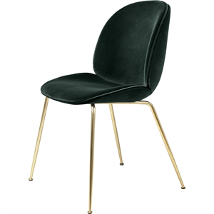 GUBI Silla de Comedor Beetle Tapizada con Patas Base de Latón Mate/terciopelo 787 Verde Oscuro