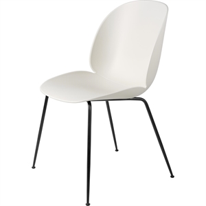 Silla de Comedor GUBI Beetle Base Cónica Negro Mate/Blanco Alabastro