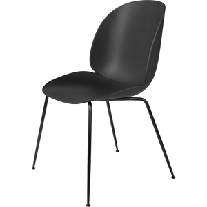 GUBI Beetle Silla de Comedor Base Cónica Mate Negro/Negro