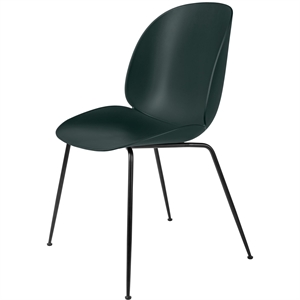 Silla de Comedor GUBI Beetle Base Cónica Negro Mate/Verde Oscuro