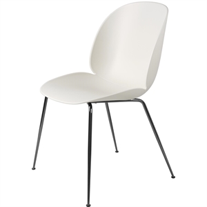 GUBI Silla de Comedor Beetle Base Cónica Cromo Negro/ Blanco Alabastro