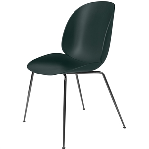 GUBI Beetle Silla de Comedor Base Cónica Cromo Negro/ Verde Oscuro