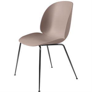 Silla de Comedor GUBI Beetle Base Cónica Cromo Negro/ Rosa Dulce