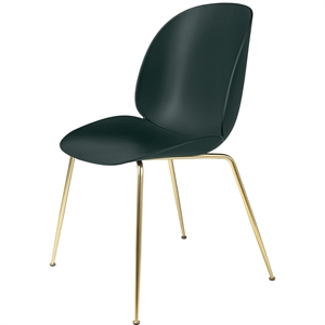 GUBI Beetle Silla de Comedor Base Cónica Latón Semi Mate/ Verde Oscuro