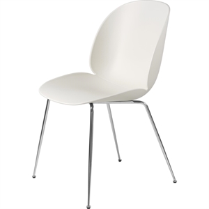 GUBI Silla de Comedor Beetle Base Cónica Cromo/ Blanco Alabastro