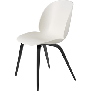 GUBI Beetle Silla de Comedor Base de Madera Haya Negro Negro Mate /Alabastro Blanco