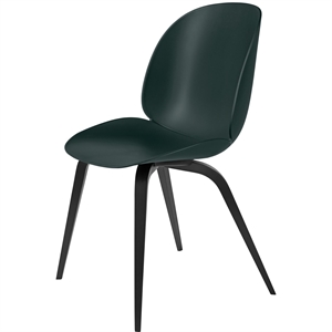 GUBI Beetle Silla de Comedor Base de Madera Haya Negro de Negro Mate/ Verde Oscuro