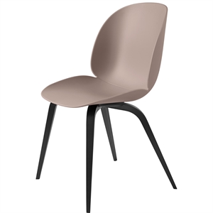 GUBI Beetle Silla de Comedor Base de Madera Haya Negro de Negro Mate/ Rosa Dulce