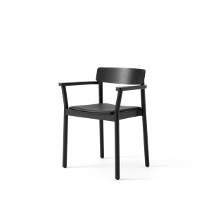 &Tradition Betty TK11 Silla de Comedor con Reposabrazos Cuero Negro /fresno Negro