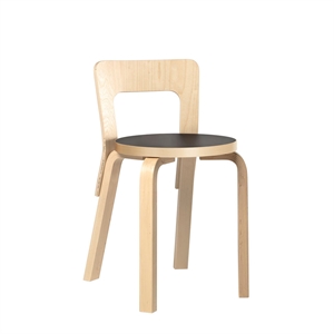 Silla de Comedor artek 66, Abedul/linóleo Negro.