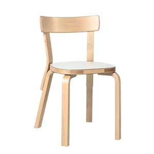 Silla de Comedor artek 69, Laminada en Blanco.
