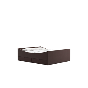Estructura de cama curva Rye Sleep con 4 cajones, 140 x 200 cm, marrón oscuro