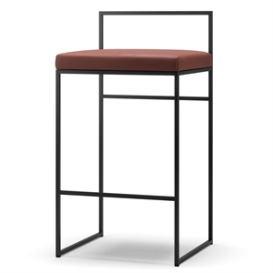 Taburete de bar con respaldo de 80 cm en piel Negro/marrón