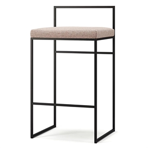 Taburete de bar con respaldo de 80 cm , Negro y rosa pálido