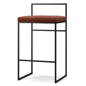 Taburete de bar con respaldo de 80 cm, Negro/óxido, bouclé