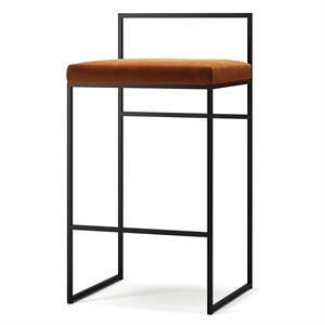 Taburete de Bar con Respaldo de 80 cm , Negro y Cobre Brillante.